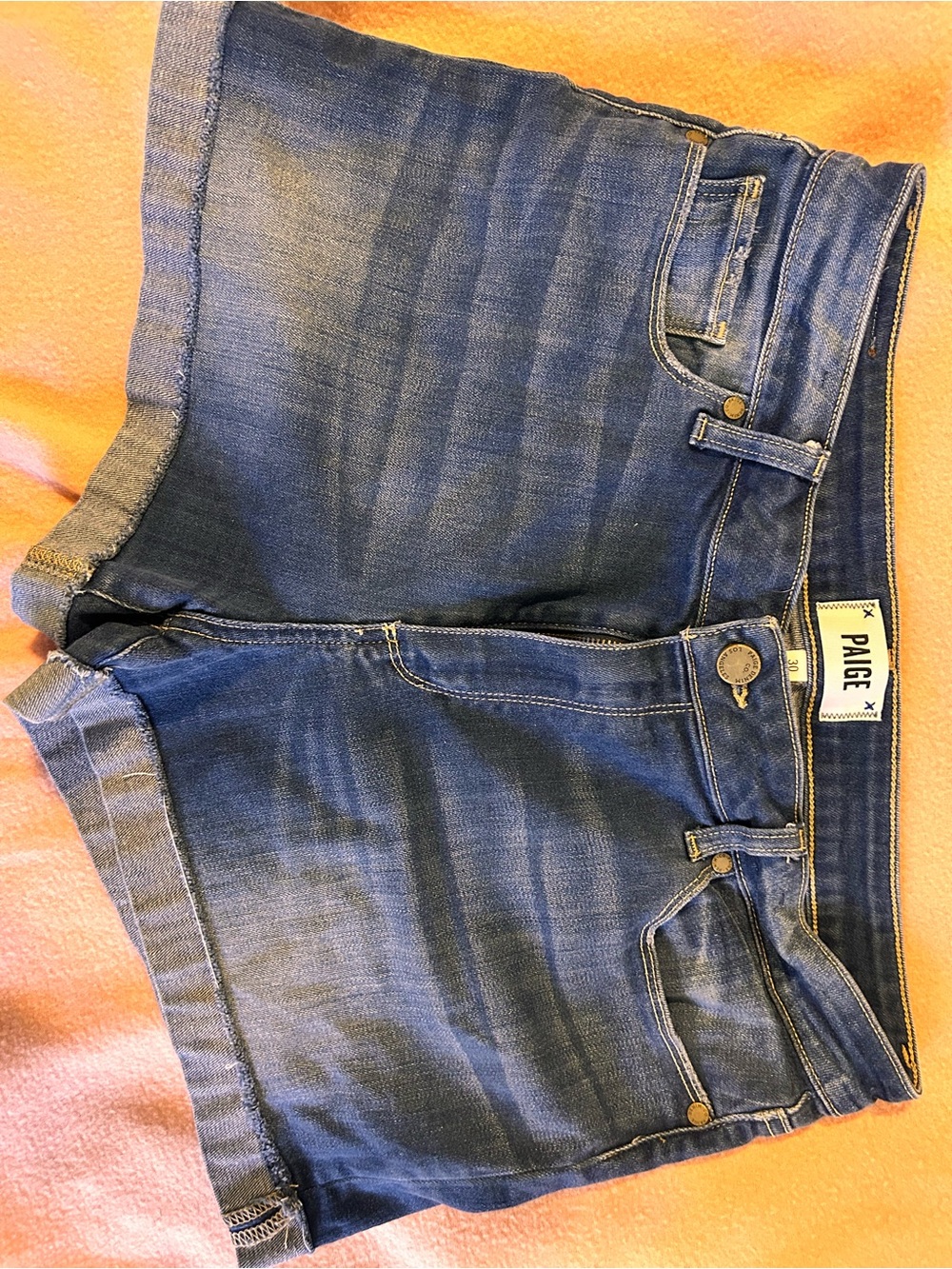 PAIGE Indigo Blue Denim Cutoff Shorts